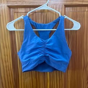 Blue Ruched Sports Bra